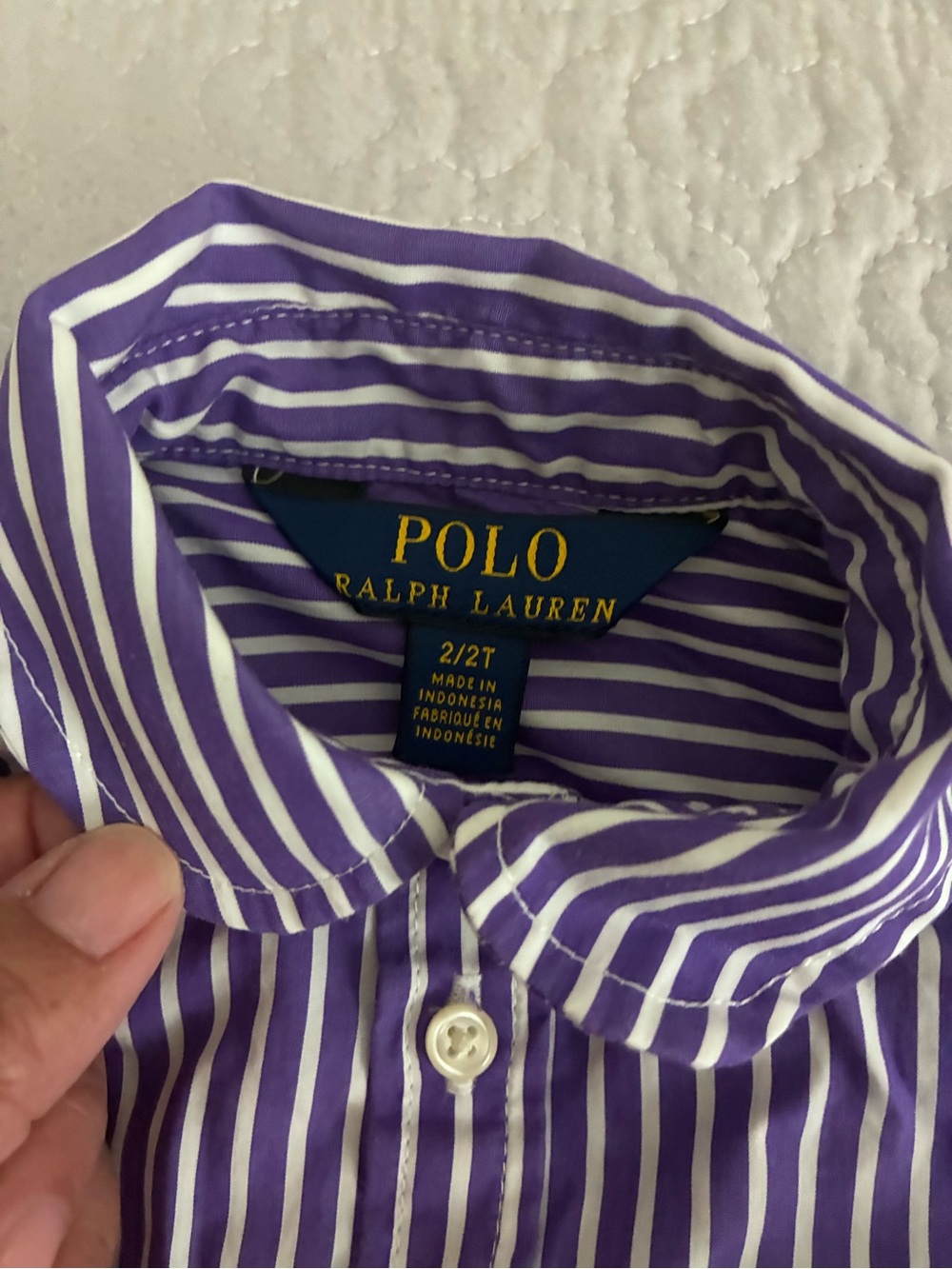 Polo Ralph Lauren striped Purple White Button-Front Shirt Dress with belt - Picture 3 of 4